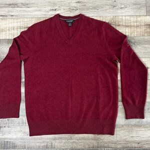 Banana Republic Merlino Wood Men's V-Neck Burgundy  Sweater